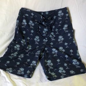 Dip Men’s Swim Trunks, Navy with Palm Trees